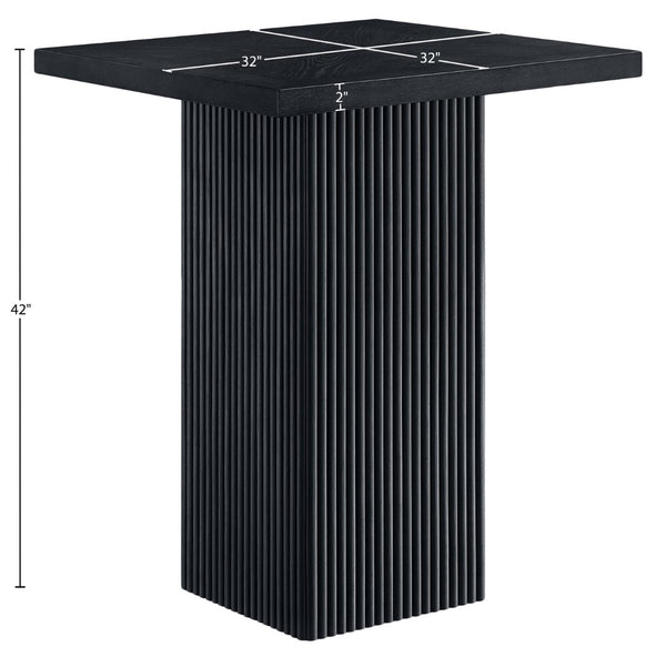 Meridian Furniture Belinda Sculptural Fluted Base Bar Height Table with Oak Veneer Top for Modern Dining Spaces Black 32 inches 756Black-T