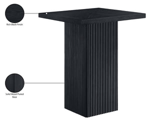 Meridian Furniture Belinda Sculptural Fluted Base Bar Height Table with Oak Veneer Top for Modern Dining Spaces Black 32 inches 756Black-T