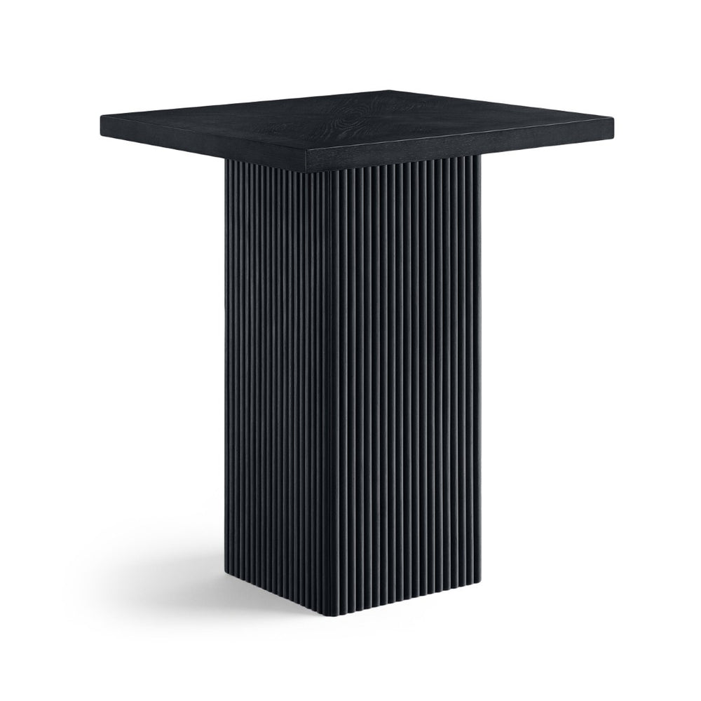 Meridian Furniture Belinda Sculptural Fluted Base Bar Height Table with Oak Veneer Top for Modern Dining Spaces Black 32 inches 756Black-T