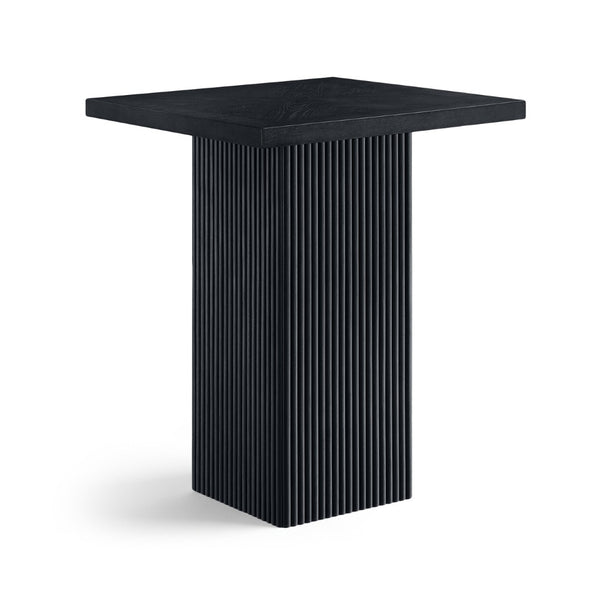 Meridian Furniture Belinda Sculptural Fluted Base Bar Height Table with Oak Veneer Top for Modern Dining Spaces Black 32 inches 756Black-T