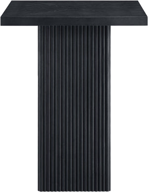 Meridian Furniture Belinda Sculptural Fluted Base Bar Height Table with Oak Veneer Top for Modern Dining Spaces Black 32 inches 756Black-T