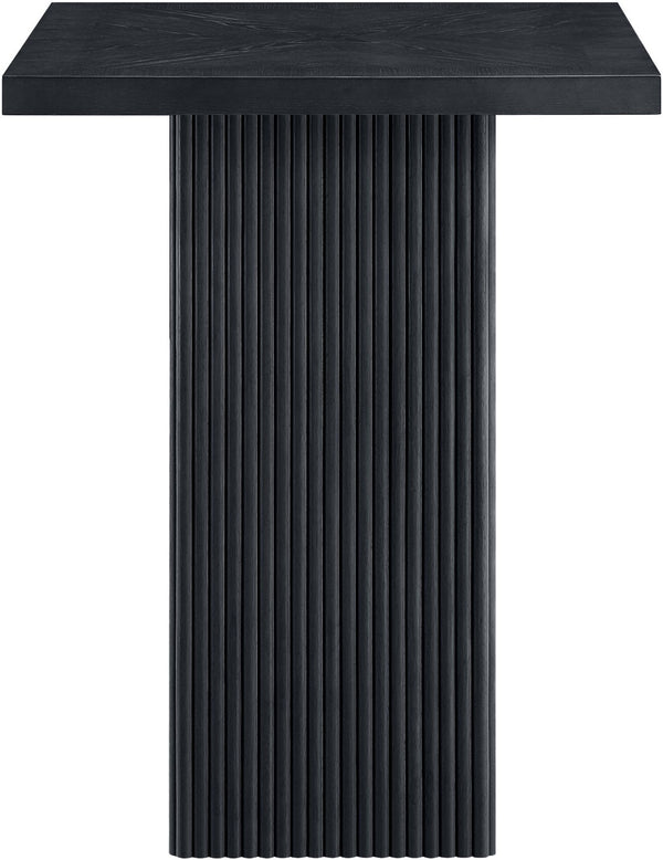 Meridian Furniture Belinda Sculptural Fluted Base Bar Height Table with Oak Veneer Top for Modern Dining Spaces Black 32 inches 756Black-T