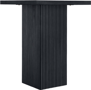 Meridian Furniture Belinda Sculptural Fluted Base Bar Height Table with Oak Veneer Top for Modern Dining Spaces Black 32 inches 756Black-T