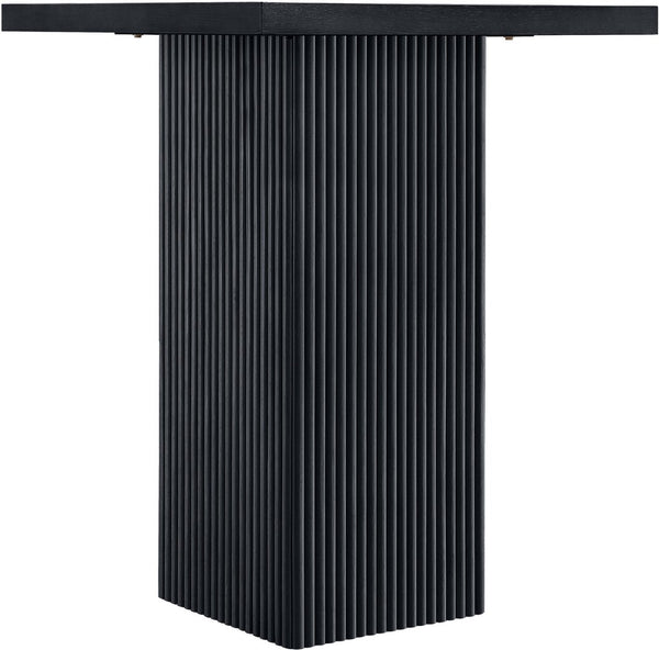 Meridian Furniture Belinda Sculptural Fluted Base Bar Height Table with Oak Veneer Top for Modern Dining Spaces Black 32 inches 756Black-T