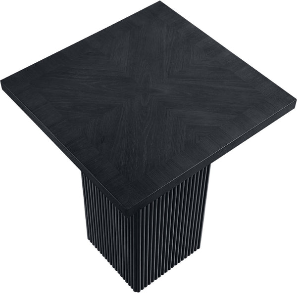 Meridian Furniture Belinda Sculptural Fluted Base Bar Height Table with Oak Veneer Top for Modern Dining Spaces Black 32 inches 756Black-T