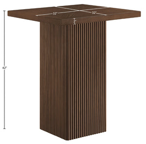 Meridian Furniture Belinda Sculptural Fluted Base Bar Height Table with Oak Veneer Top for Modern Dining Spaces Brown 32 inches 756Brown-T