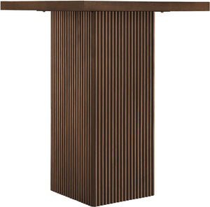 Meridian Furniture Belinda Sculptural Fluted Base Bar Height Table with Oak Veneer Top for Modern Dining Spaces Brown 32 inches 756Brown-T
