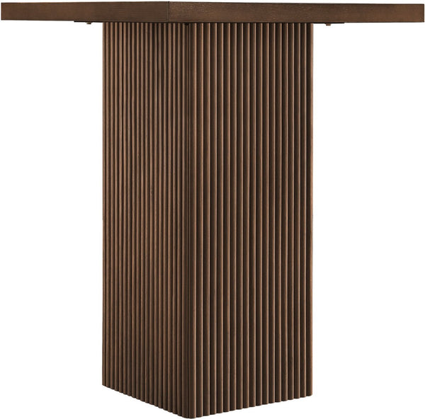 Meridian Furniture Belinda Sculptural Fluted Base Bar Height Table with Oak Veneer Top for Modern Dining Spaces Brown 32 inches 756Brown-T