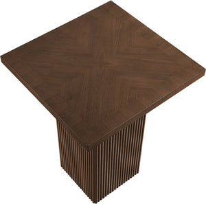 Meridian Furniture Belinda Sculptural Fluted Base Bar Height Table with Oak Veneer Top for Modern Dining Spaces Brown 32 inches 756Brown-T