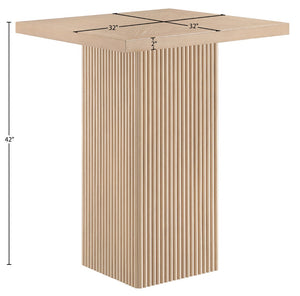 Meridian Furniture Belinda Sculptural Fluted Base Bar Height Table with Oak Veneer Top for Modern Dining Spaces Natural 32 inches 756Oak-T