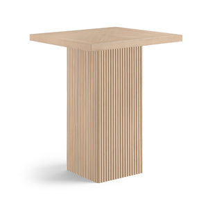 Meridian Furniture Belinda Sculptural Fluted Base Bar Height Table with Oak Veneer Top for Modern Dining Spaces Natural 32 inches 756Oak-T
