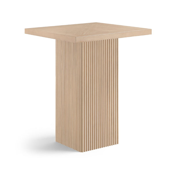 Meridian Furniture Belinda Sculptural Fluted Base Bar Height Table with Oak Veneer Top for Modern Dining Spaces Natural 32 inches 756Oak-T