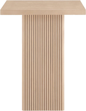 Meridian Furniture Belinda Sculptural Fluted Base Bar Height Table with Oak Veneer Top for Modern Dining Spaces Natural 32 inches 756Oak-T