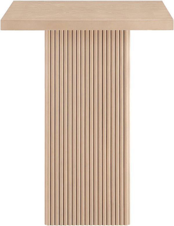 Meridian Furniture Belinda Sculptural Fluted Base Bar Height Table with Oak Veneer Top for Modern Dining Spaces Natural 32 inches 756Oak-T