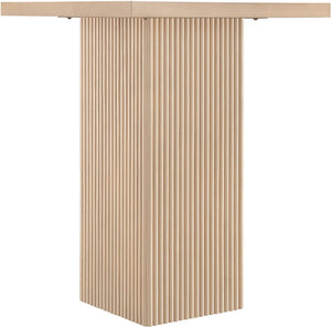 Meridian Furniture Belinda Sculptural Fluted Base Bar Height Table with Oak Veneer Top for Modern Dining Spaces Natural 32 inches 756Oak-T