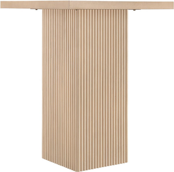 Meridian Furniture Belinda Sculptural Fluted Base Bar Height Table with Oak Veneer Top for Modern Dining Spaces Natural 32 inches 756Oak-T