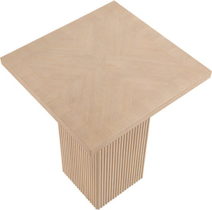 Meridian Furniture Belinda Sculptural Fluted Base Bar Height Table with Oak Veneer Top for Modern Dining Spaces Natural 32 inches 756Oak-T