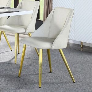English Elm Set Of 2 Modern White Synthetic Leather Dining Chairs With Gold Metal Base For Chic Interiors B016P322894-GIGA