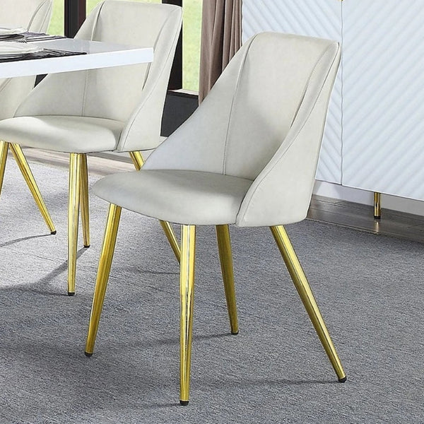 English Elm Set Of 2 Modern White Synthetic Leather Dining Chairs With Gold Metal Base For Chic Interiors B016P322894-GIGA