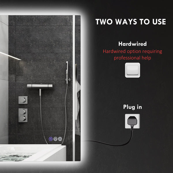 English Elm Homcom Led Bathroom Mirror With Anti-Fog, Dimmable Lights & Memory Function For Modern Spaces W2225P229673