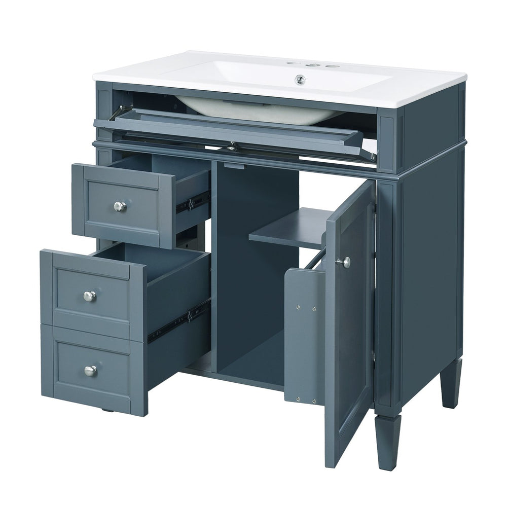 English Elm 30'' Modern Bathroom Vanity With Ceramic Sink, 3 Drawers & Cabinet Storage For Organized Elegance N710P206904M