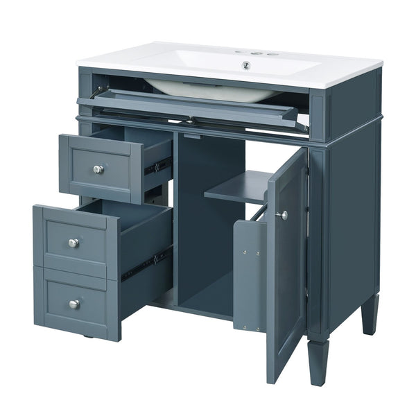 English Elm 30'' Modern Bathroom Vanity With Ceramic Sink, 3 Drawers & Cabinet Storage For Organized Elegance N710P206904M