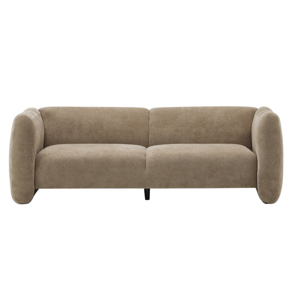English Elm Tonson Wave Silhouette Boucle Three Seater Sofa Sculptural Modern Living Room Seating Camel N773IS00030T