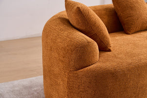 English Elm Compression Compression Sponge Sofa Curved Modular Sectional with 30D High-Density Chenille Sleeper for Cozy Apartment Living Room Comfort and Safe Rounded Design Orange W2231S00015