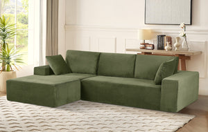 English Elm Cozyform Convertible Sectional Sofa In Dark Green Corduroy, No Assembly, Versatile Comfort & Style B2735P359709