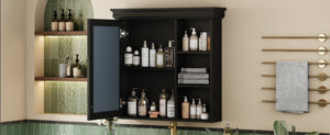 English Elm 30'' Wall-Mounted Medicine Cabinet with Mirror and Adjustable Shelves, Modern MDF Storage Organizer Black N710P209425B