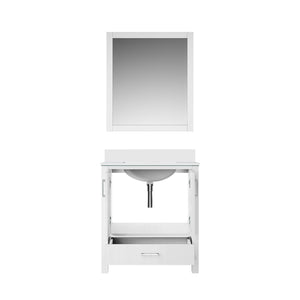 English Elm White 30 in. Bath Vanity with Cultured Marble Top, Soft-Close Drawer, Spacious Storage & 28" Mirror B2731S00776