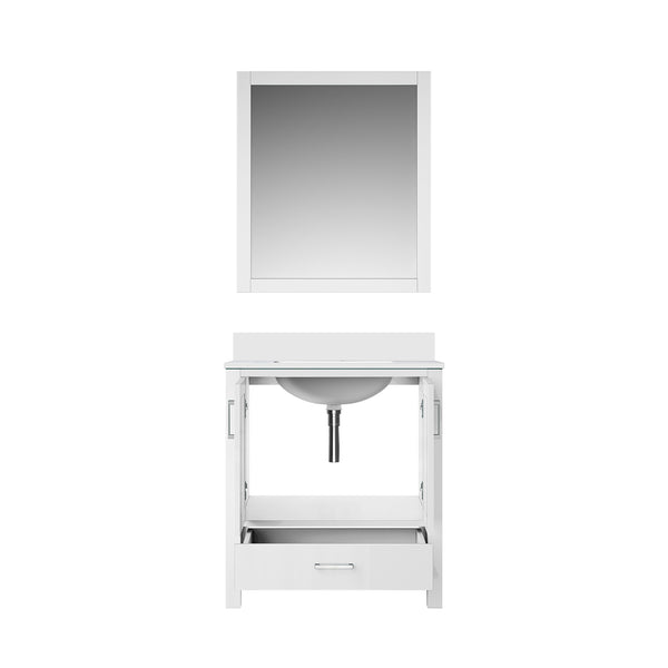 English Elm White 30 in. Bath Vanity with Cultured Marble Top, Soft-Close Drawer, Spacious Storage & 28" Mirror B2731S00776