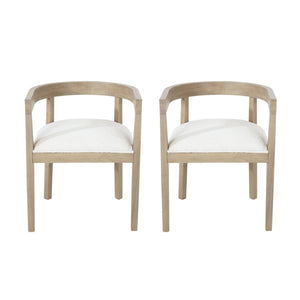 English Elm Dining Arm Chairs Set of 2 Upholstered Tub Style Rubberwood Mid-century Modern Seating N771P388967A