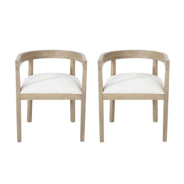 English Elm Dining Arm Chairs Set of 2 Upholstered Tub Style Rubberwood Mid-century Modern Seating N771P388967A