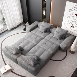 English Elm Modern Oversized Modular Sectional Sofa – Plush Chenille, 8 Diy Configurations, No Assembly, Grey W1885S00068