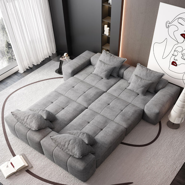 English Elm Modern Oversized Modular Sectional Sofa – Plush Chenille, 8 Diy Configurations, No Assembly, Grey W1885S00068