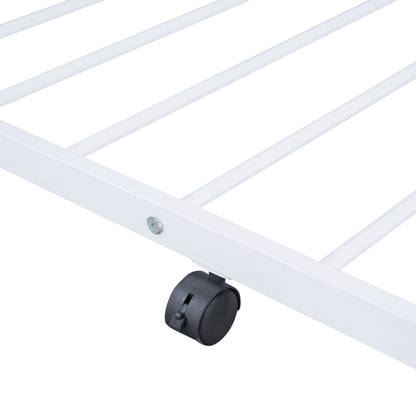 English Elm Twin House Metal Platform Bed with Trundle for Kids — Sturdy 350lb Capacity, Playful Loft Frame Design White MF323494AAK