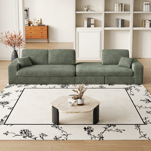 English Elm 114.5'Modern Corduroy Modular sofa with reversible chaise, slow-rebound foam cushions and versatile L-shape seating Green W834S00459