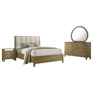 English Elm Menlo Queen Bedroom Set with Pine Finish Tufted Headboard and Antique Nickel Hardware B062S01548