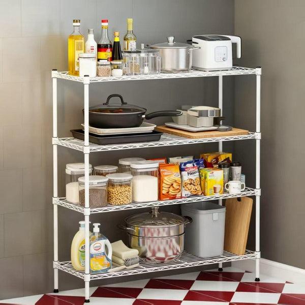 English Elm Multi Tier Steel Wire Shelving Unit for Laundry Bathroom Kitchen Vertical Storage White W3895P460434