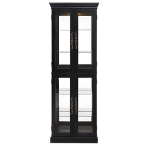 English Elm Elegant Lighted Glass Curio Cabinet with Vintage Carved Handle, Adjustable Shelves, Soft LED Glow, Quiet Hinge (37x15x15) W2275P389763