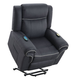 English Elm Domana Dark Blue Polished Microfiber Power Recliner with Lift, Heat & Massage — Luxury Supportive Comfort B2726P242436