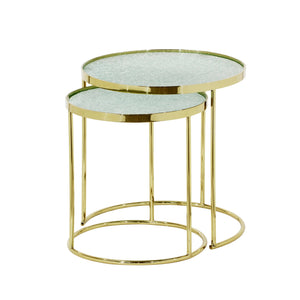 Basset Mirror Bridget Nesting Tables – Stylish Modern Design With Gold Frames & Crackled Glass For Versatile Spaces Gold Metal 7571-lr-202