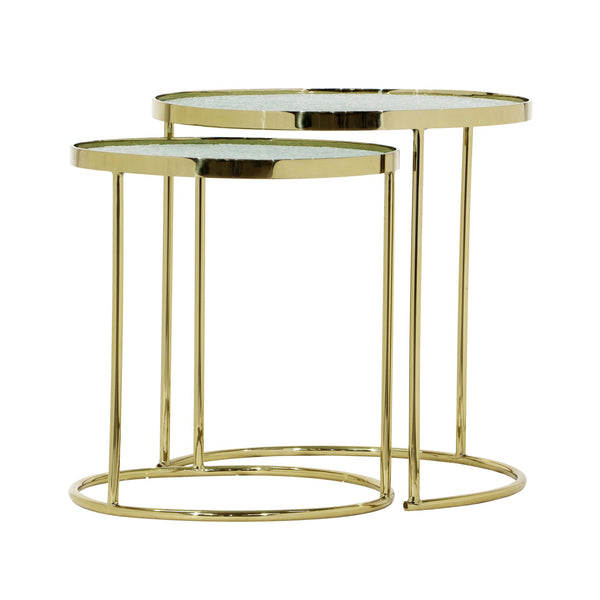 Basset Mirror Bridget Nesting Tables – Stylish Modern Design With Gold Frames & Crackled Glass For Versatile Spaces Gold Metal 7571-lr-202