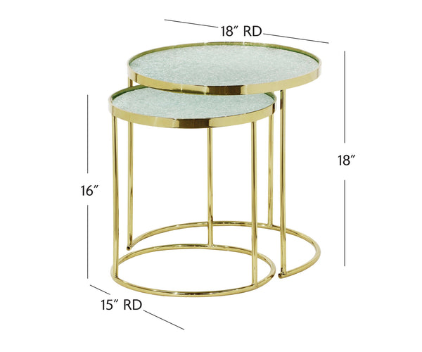 Basset Mirror Bridget Nesting Tables – Stylish Modern Design With Gold Frames & Crackled Glass For Versatile Spaces Gold Metal 7571-lr-202