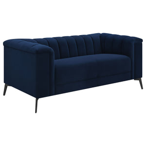 English Elm Darci Navy Blue 3-Piece Tuxedo Arm Living Room Set - Plush Velvet Comfort & Modern Elegance For Your Home B062S01163
