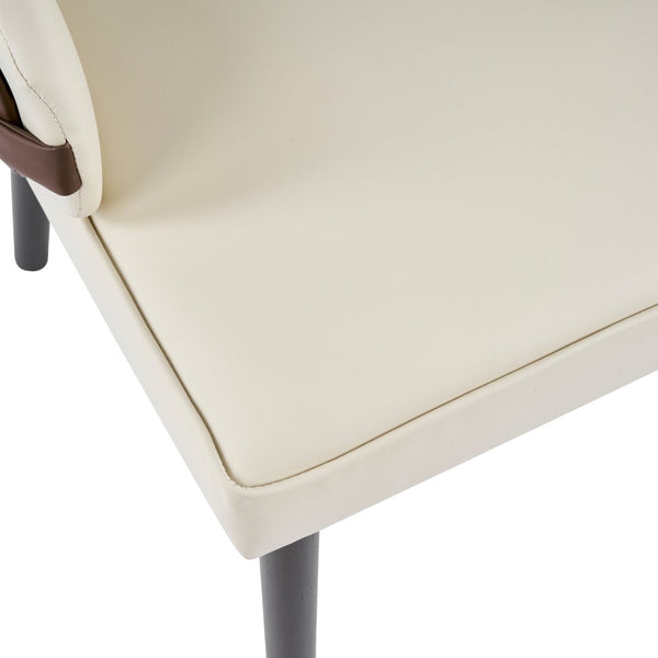 English Elm Indoor Two-tone Fabric Armchair Set Curved Back Ergonomic Dining Accent Seating Beige,Brown N779P370716L
