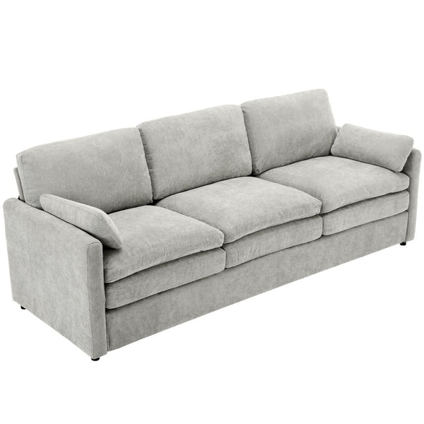 English Elm 101.2" Modular Chenille Sectional Sofa with Tufted Cushions and Deep Seating for Living Room Light Grey N719S001922R