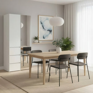 English Elm Elise Modular Wood Closet System with Mirror — White Melamine Durable Design, Ample Storage, Easy Assembly B040S00120