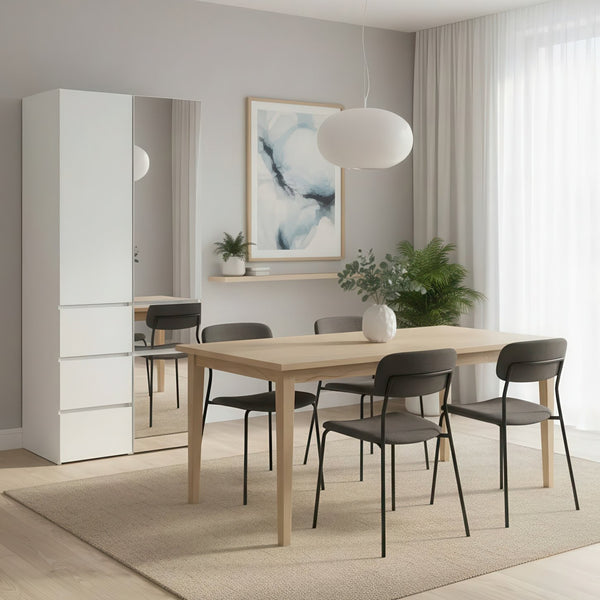 English Elm Elise Modular Wood Closet System with Mirror — White Melamine Durable Design, Ample Storage, Easy Assembly B040S00120